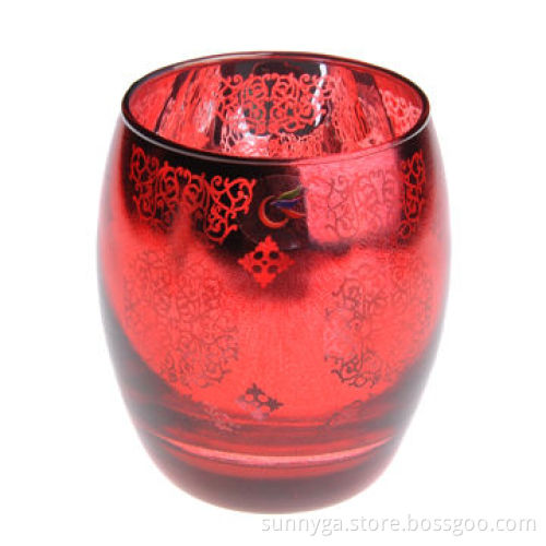Glass Candle Holder, Chrome Plate and Carver Inside, Color Spray Outside
